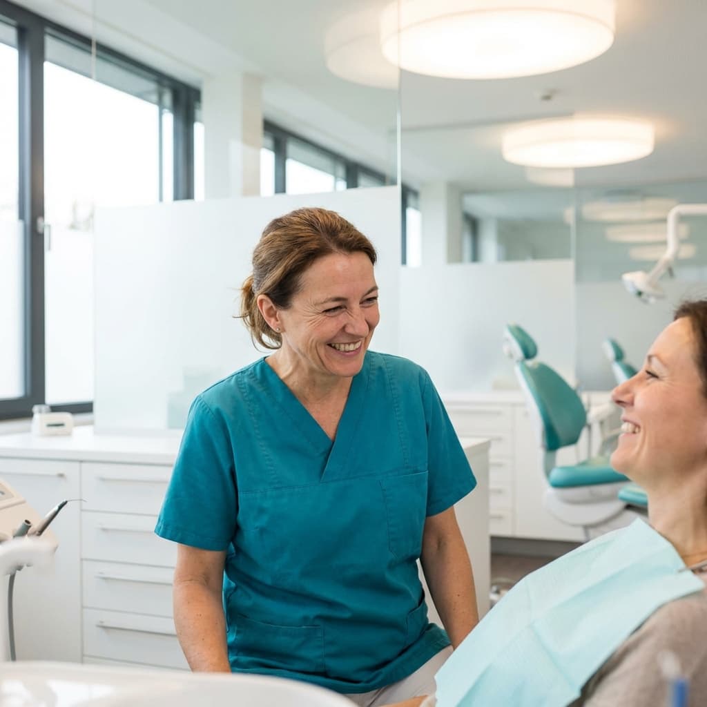 Friendly dentist treating a patient